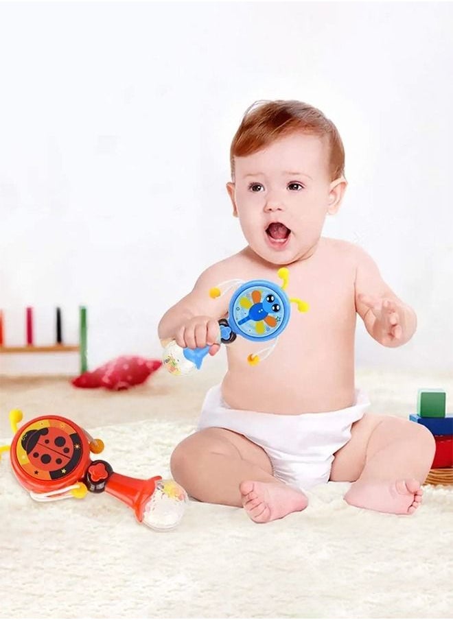 BAYBEE Baby Rattle Drum Toys For Kids With Music Light Beads Rattle Toy Musical Instruments Educational Toys For Kids Musical Toy Rattle Drums For Kids Toddlers 1 2 3 4 Years Boys Girls  - Image 2