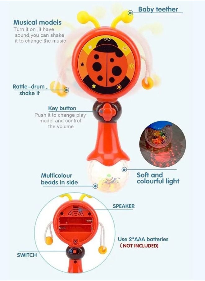 BAYBEE Baby Rattle Drum Toys For Kids With Music Light Beads Rattle Toy Musical Instruments Educational Toys For Kids Musical Toy Rattle Drums For Kids Toddlers 1 2 3 4 Years Boys Girls  - Image 3