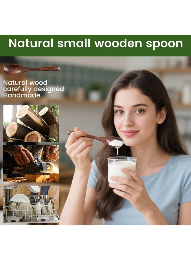HANSGO Wooden Spoons for Eating, 6PCS Small Wooden Soup Spoons for Honey Coffee Stirring Tea Jam Bath Salts, 6 Inches - Image 3