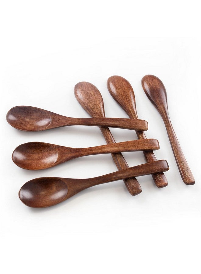 HANSGO Wooden Spoons for Eating, 6PCS Small Wooden Soup Spoons for Honey Coffee Stirring Tea Jam Bath Salts, 6 Inches - Image 1