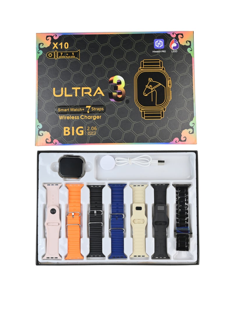 ULHYC - 7 in 1 Ultra Smart Watch with Health Fitness Tracker Sports Watch 6 Additional Replacement Straps - Image 1