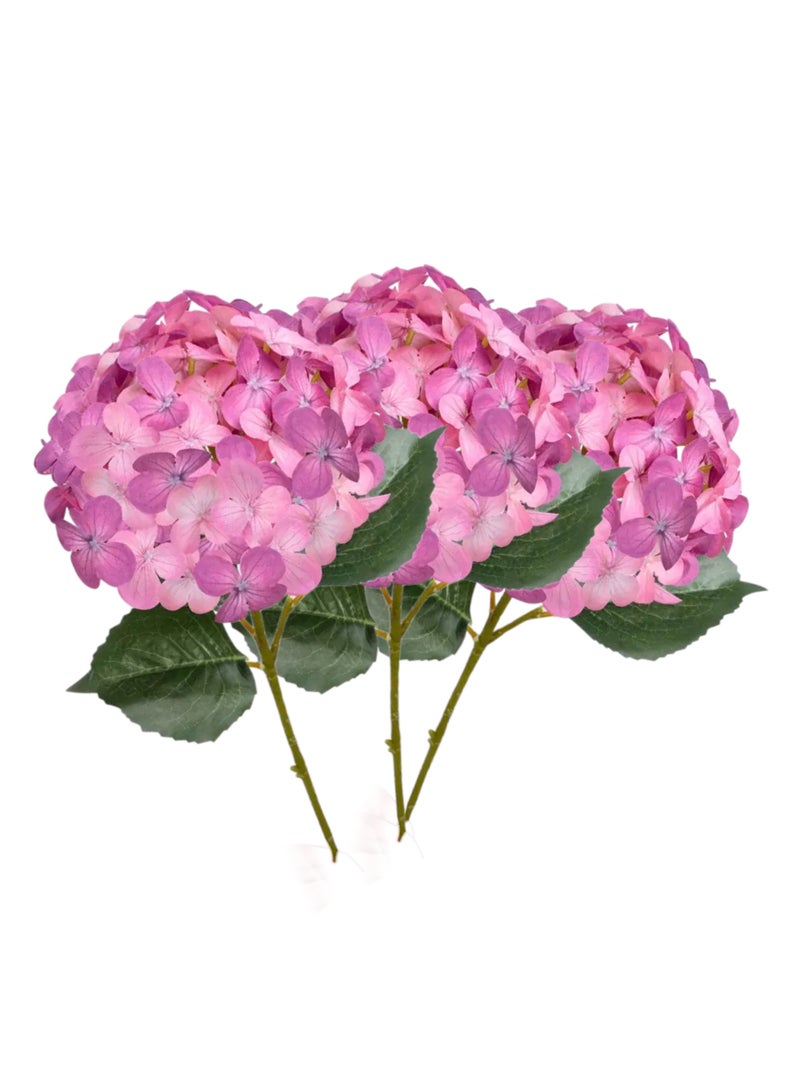 Artificial Hydrangea Flowers 60 CM Large Real Touch Set of 3 For Home Bathroom Office Table And Wedding Decor - Image 1