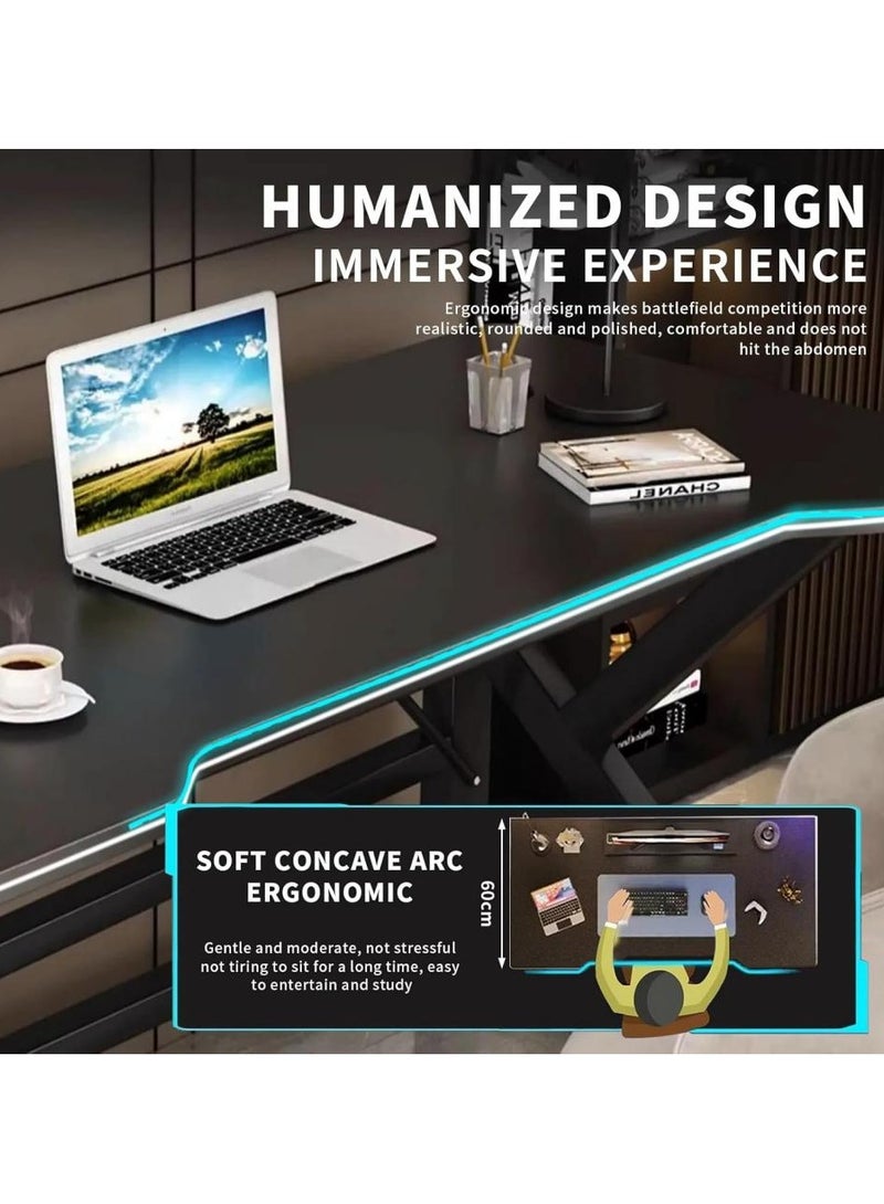 AIWANTO 120cm Gaming Desk – Ergonomic K-Frame, Large PC Table for Gamers & Home Office – Smooth Black | Easy Assembly, Space-Saving Design - Image 3