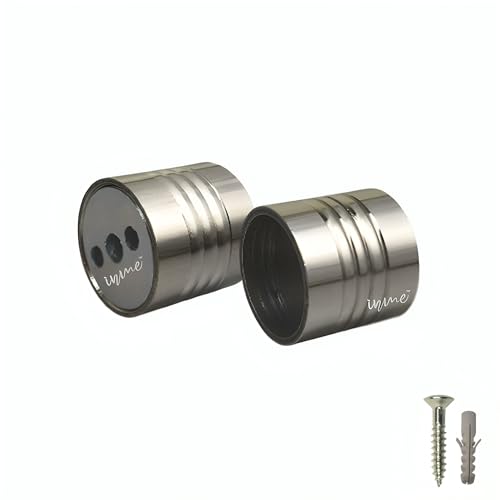 Inme Stainless Steel Curtain Rod Holder Concealed Fit/ Wall to Wall Curtain Bracket Set for Windows, Balcony, Door, Shower with Screws & Wall Plugs Included - 1 inch Glossy Silver (Pack of 2) - Image 1