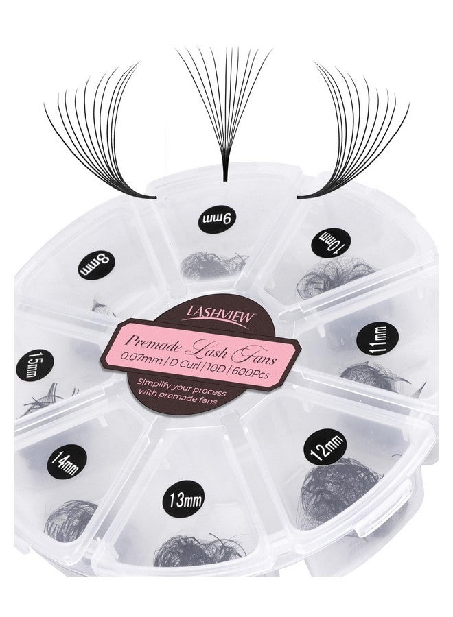لاش فيو رموش LASHVIEW 1000 مروحة 10D جاهزة للتركيب، وصلات رموش متنوعة جاهزة للتركيب، رموش مجعدة على شكل حرف D، رموش مدببة جاهزة للتركيب، رموش سائبة مصنوعة يدويًا، قاعدة رفيعة (10D-0.07D، 8-15 مم) - Image 1