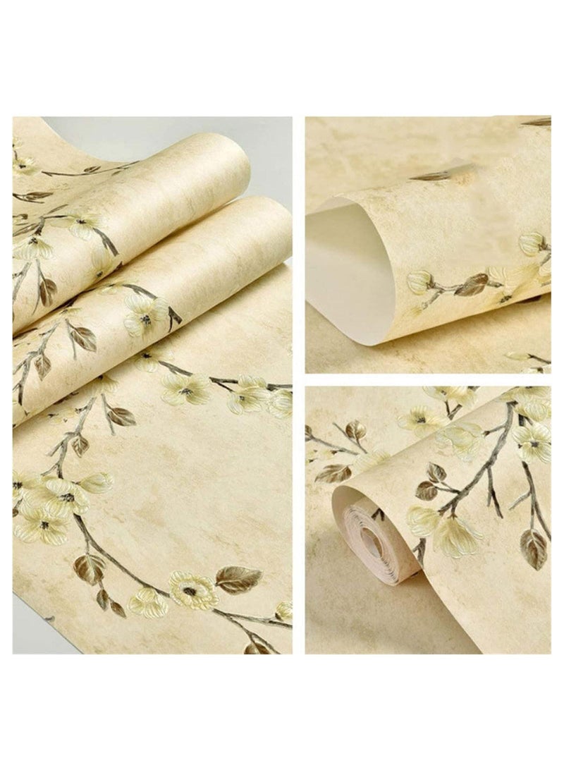 Bluejw Vintage Stick Wallpaper Thickened 3D Stereoscopic Non-Woven Wallpaper Garden Flower Tree Stickers Wallpaper Self-Adhesive Removable For Living Room Bedroom Wallpaper Roll 0.53X10m - Image 3