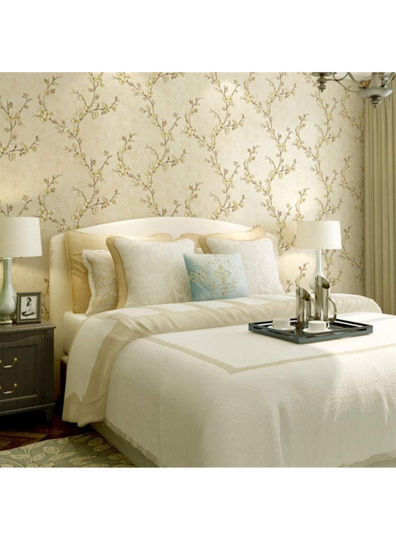 Bluejw Vintage Stick Wallpaper Thickened 3D Stereoscopic Non-Woven Wallpaper Garden Flower Tree Stickers Wallpaper Self-Adhesive Removable For Living Room Bedroom Wallpaper Roll 0.53X10m - Image 2