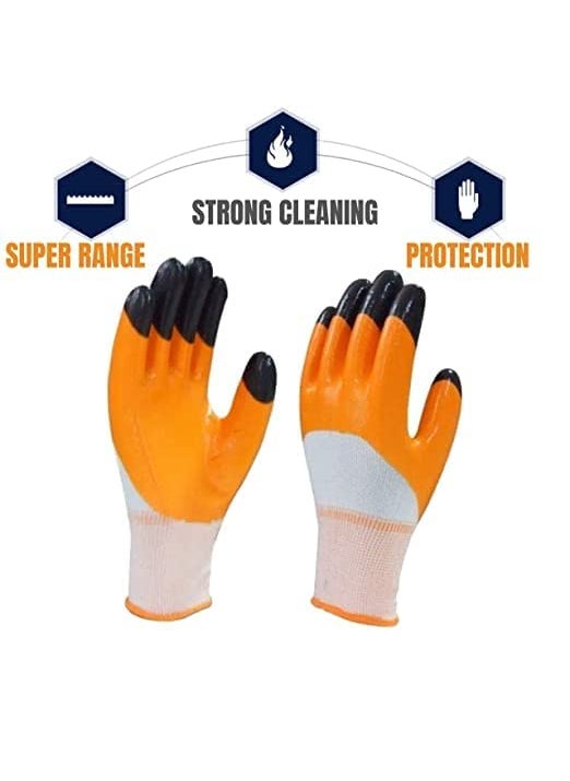 Generic SR E -store Unisex Heavy duty reusable Full Nitrile Coated work safety gloves For Industrial | Gardening | Agricultural 5 Pair  - Image 3