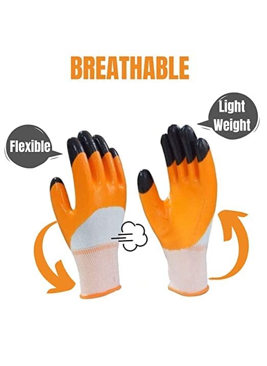 Generic SR E -store Unisex Heavy duty reusable Full Nitrile Coated work safety gloves For Industrial | Gardening | Agricultural 5 Pair  - Image 4