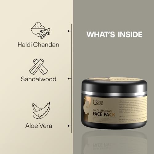 Qraa Men Haldi Chandan Face Pack | For Skin Brightening & Lightening | Made With Turmeric Oil & Sandalwood | Reduces Acne, Blackheads & Oily Skin | Natural Skincare For Men | 120GM - Image 4