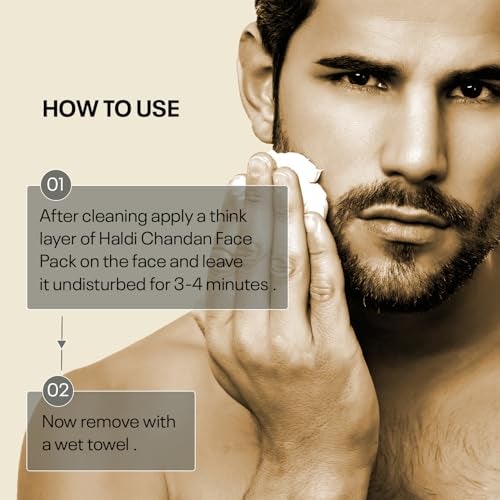 Qraa Men Haldi Chandan Face Pack | For Skin Brightening & Lightening | Made With Turmeric Oil & Sandalwood | Reduces Acne, Blackheads & Oily Skin | Natural Skincare For Men | 120GM - Image 5