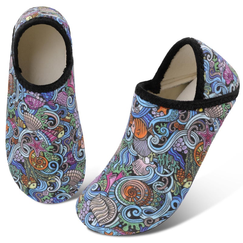 Scurtain Unisex Adults Rubber Sole Slippers Travel Slippers For Women Colorful/Boho Size 7.5-8 W - Image 4