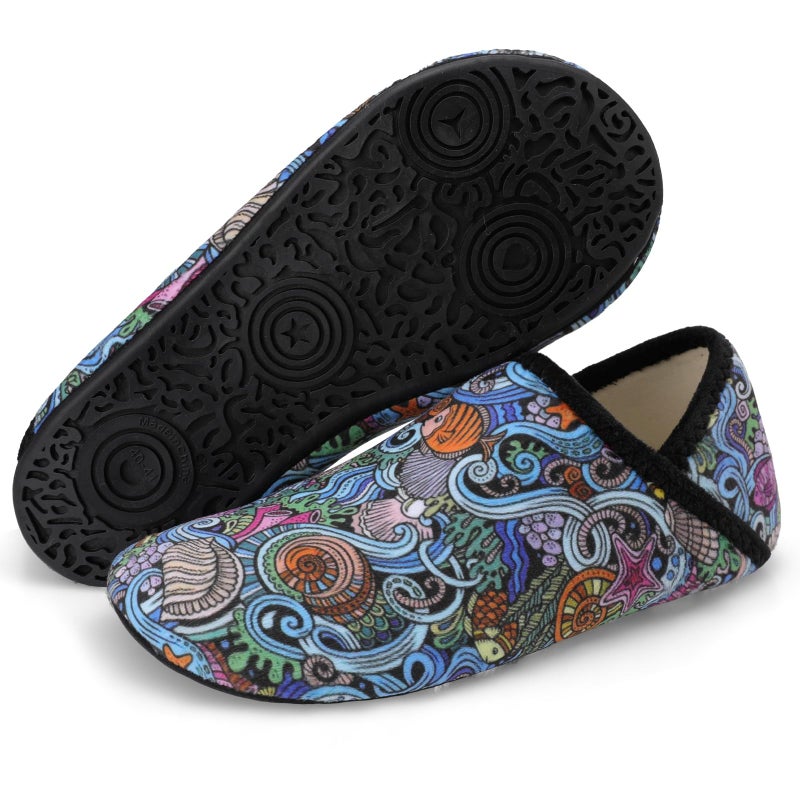 Scurtain Unisex Adults Rubber Sole Slippers Travel Slippers For Women Colorful/Boho Size 7.5-8 W - Image 3