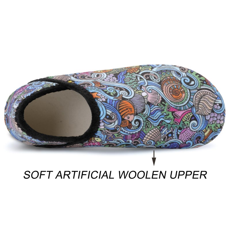 Scurtain Unisex Adults Rubber Sole Slippers Travel Slippers For Women Colorful/Boho Size 7.5-8 W - Image 5