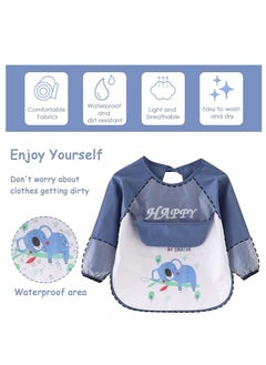 KASTWAVE Baby Bibs with Sleeves Waterproof Feeding Bibs, 3 Pcs Unisex Baby Bibs, Waterproof Bib for Toddlers, Machine Washable for Nursing Eating Playing Painting 6 Months to 3 Years Old  - Image 2