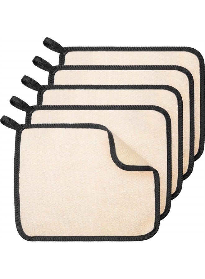 Tatuo 5 Pieces Exfoliating Face and Body Wash Cloths Towel Weave Bath Cloth Exfoliating Scrub Cloth Massage Bath Cloth for Women and Men (Black Edge,10.63 x 9.05 Inch) - Image 1