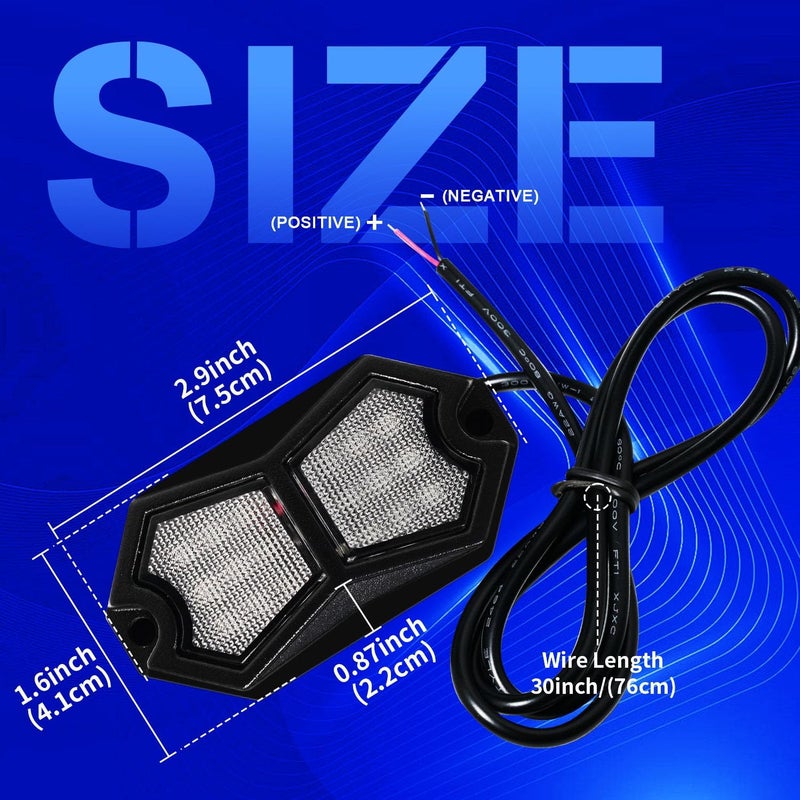 أضواء LED زرقاء، وحدتان، زاوية واسعة، مقاومة للماء، ألومنيوم، 12V 24V، لإضاءة الصخور، ضوء القبة، أرضية القدم، الشبكة الأمامية، الدراجات النارية، UTV، ATV، الإضاءة السفلية، داخل القوارب، داخل عربات الغولف - Image 5