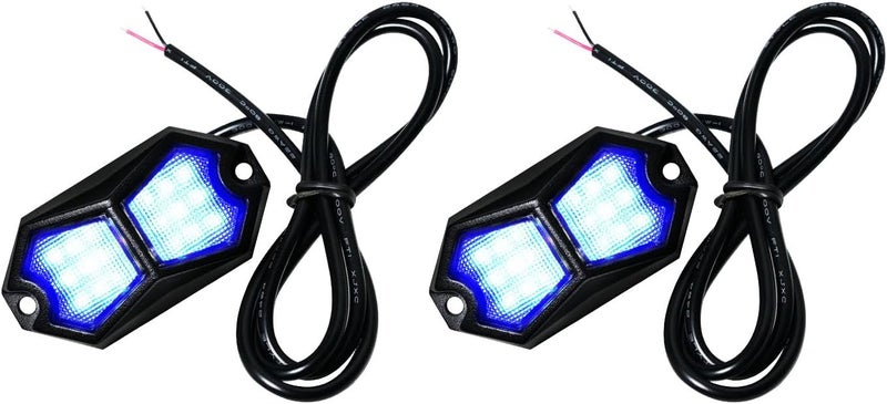 أضواء LED زرقاء، وحدتان، زاوية واسعة، مقاومة للماء، ألومنيوم، 12V 24V، لإضاءة الصخور، ضوء القبة، أرضية القدم، الشبكة الأمامية، الدراجات النارية، UTV، ATV، الإضاءة السفلية، داخل القوارب، داخل عربات الغولف - Image 1