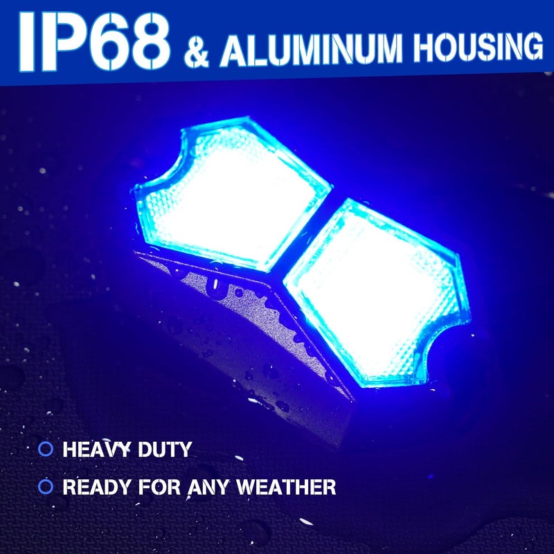 أضواء LED زرقاء، وحدتان، زاوية واسعة، مقاومة للماء، ألومنيوم، 12V 24V، لإضاءة الصخور، ضوء القبة، أرضية القدم، الشبكة الأمامية، الدراجات النارية، UTV، ATV، الإضاءة السفلية، داخل القوارب، داخل عربات الغولف - Image 3