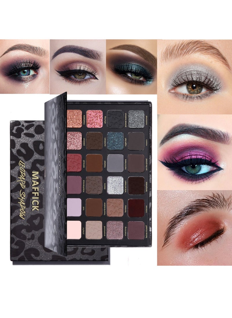 maffick - MAFFICK 24-Color Leopard Eyeshadow Palette - Color Changing Pearl Light, Matte Finish, Long-lasting Makeup - Image 1