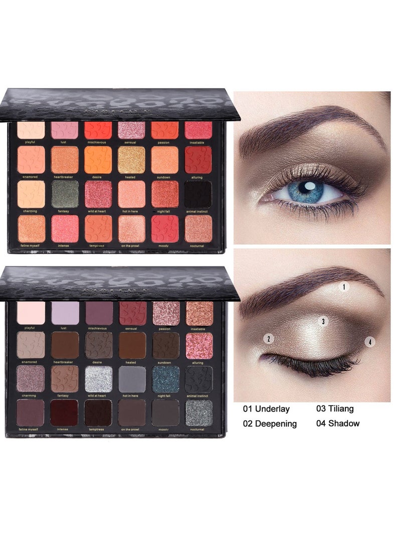 maffick - MAFFICK 24-Color Leopard Eyeshadow Palette - Color Changing Pearl Light, Matte Finish, Long-lasting Makeup - Image 1