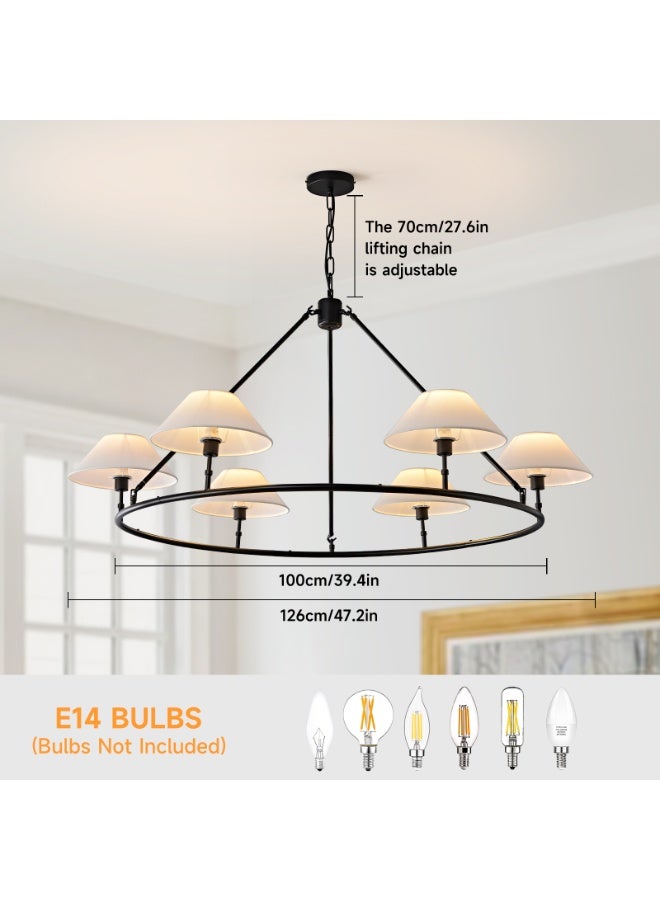 ERENYEA Medieval round chandelier, height-adjustable for dining table, black-toned, 6-light, bulbs not included. - Image 3