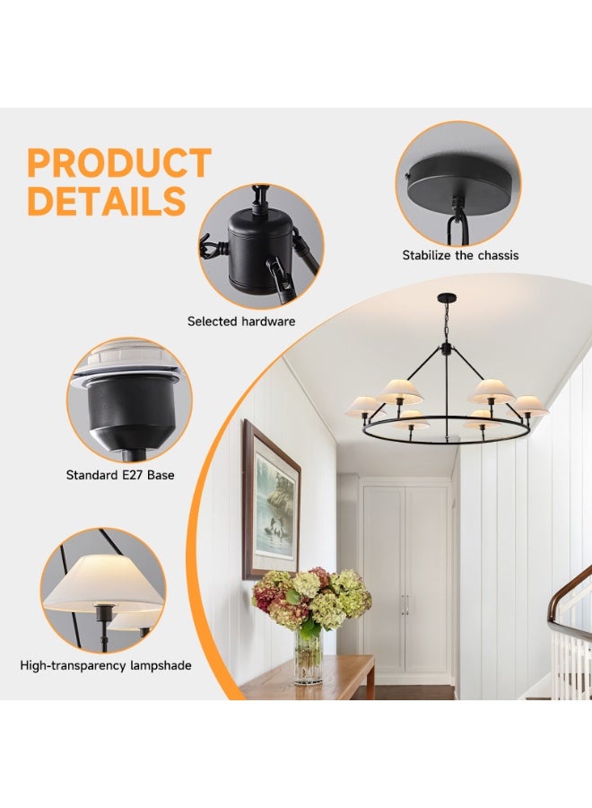 ERENYEA Medieval round chandelier, height-adjustable for dining table, black-toned, 6-light, bulbs not included. - Image 4