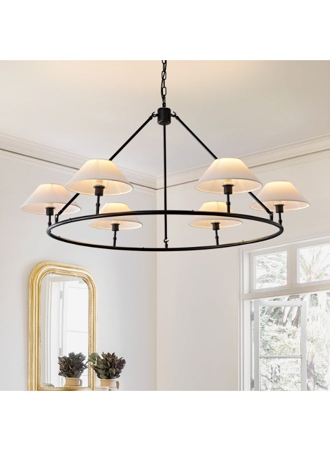ERENYEA Medieval round chandelier, height-adjustable for dining table, black-toned, 6-light, bulbs not included. - Image 1
