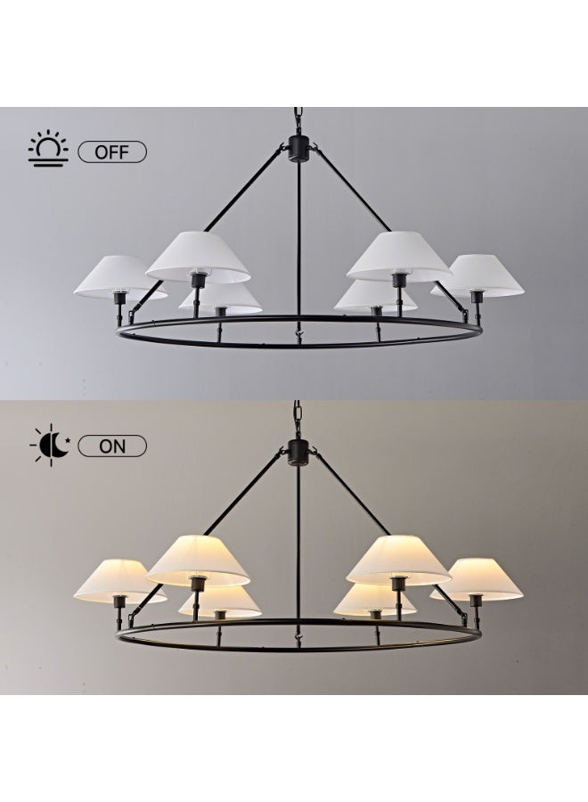 ERENYEA Medieval round chandelier, height-adjustable for dining table, black-toned, 6-light, bulbs not included. - Image 5