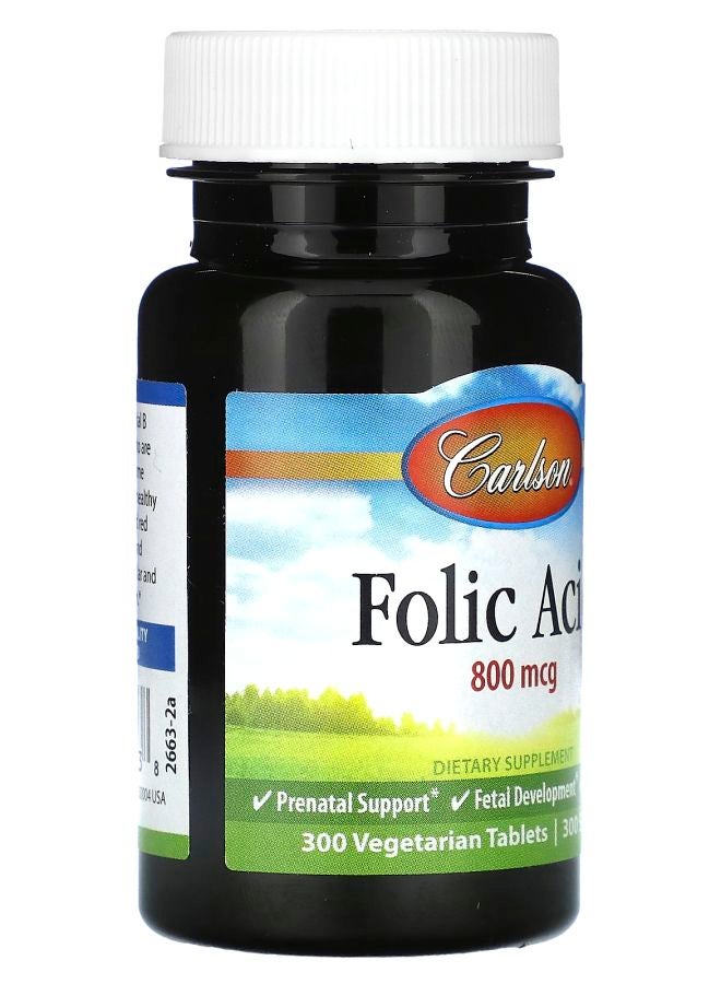 Carlson حمض الفوليك 800 ميكروغرام 300 قرص نباتي - Image 2