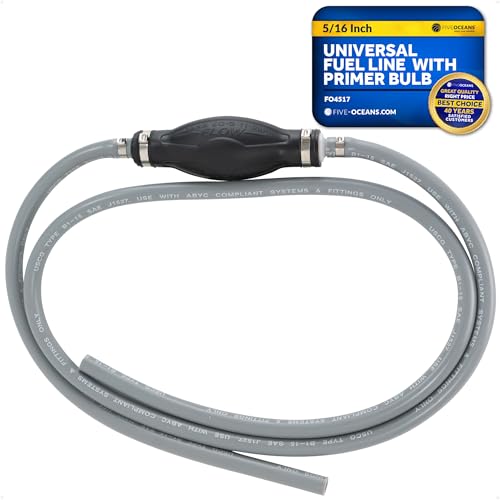 Five Oceans Marine Fuel Line with Primer Bulb, 5/16-Inch x 6 foot, Universal Outboard Boat Fuel Hose, EPA/CARB Approved, Ethanol-Compatible, Leakproof - FO4517 - Image 1