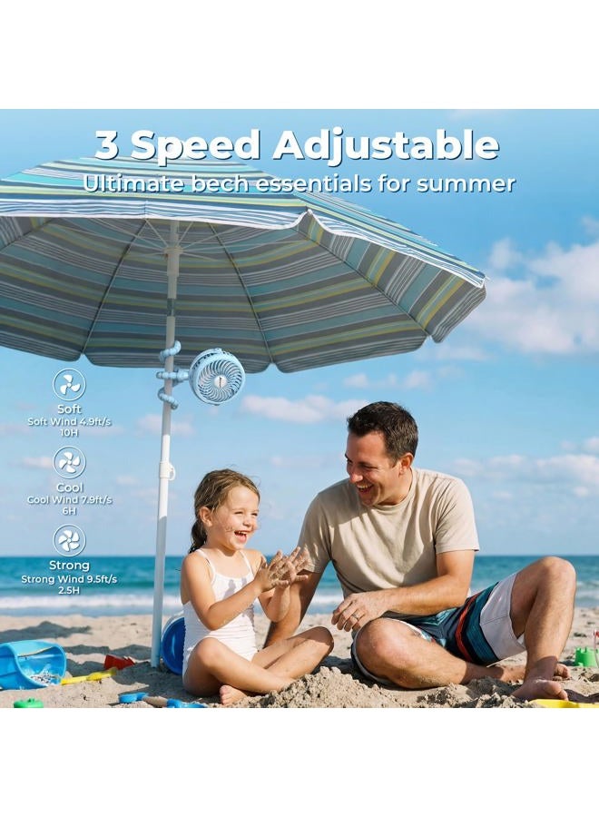 Amacool Pram Fan Battery Operated Stroller Fan Flexible Tripod Clip On fan with 3 Speeds and Rotatable Handheld Personal fans for Car Seat Crib Bike Treadmill(Blue) - Image 3