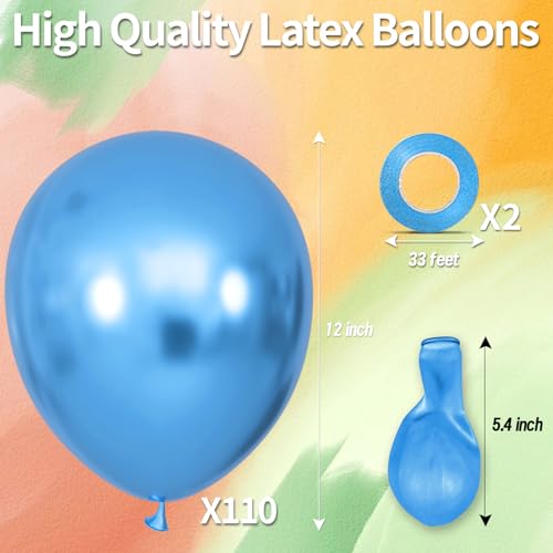 KAWKALSH Metallic Colorful Balloon 12 Inch 110pcs Latex Party Balloons Helium Bright Color for Birthday Baby Shower Wedding Party Supplies Arch Garland Decoration - Image 5