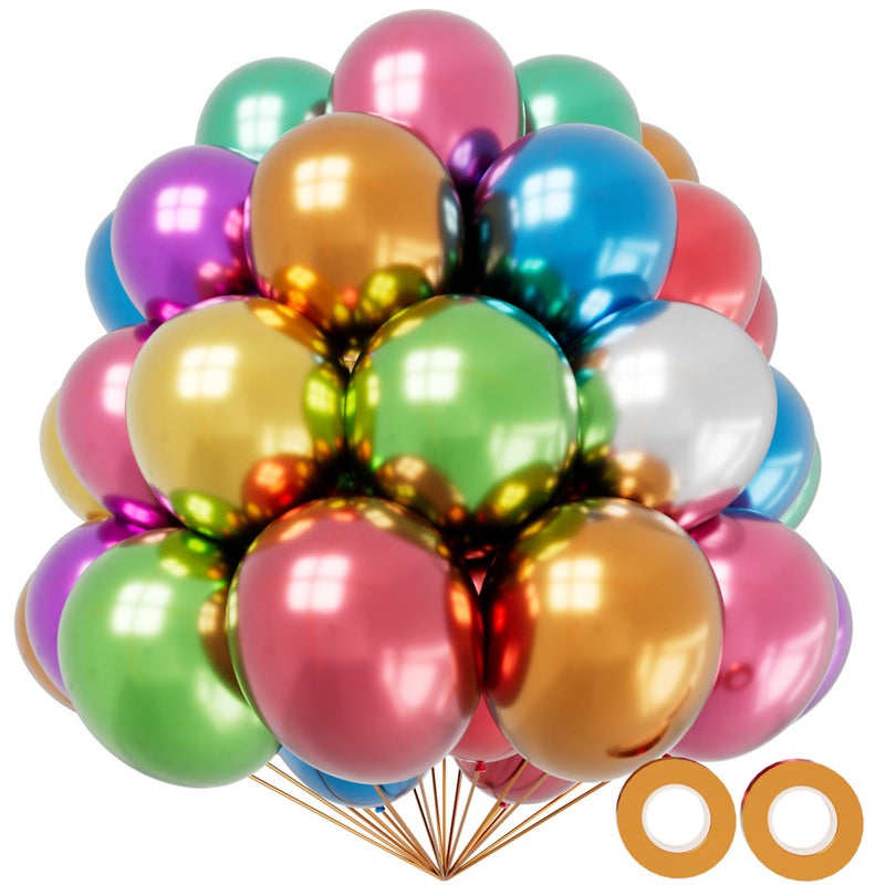 KAWKALSH Metallic Colorful Balloon 12 Inch 110pcs Latex Party Balloons Helium Bright Color for Birthday Baby Shower Wedding Party Supplies Arch Garland Decoration - Image 3