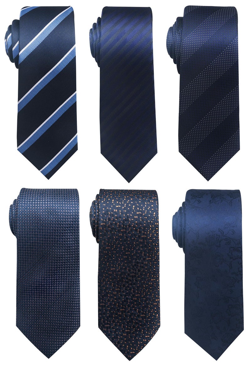 Passabin Tie For Men Necktie Woven Jacquard Neck Ties Set 6 PCS (Gold Striped) - Image 3