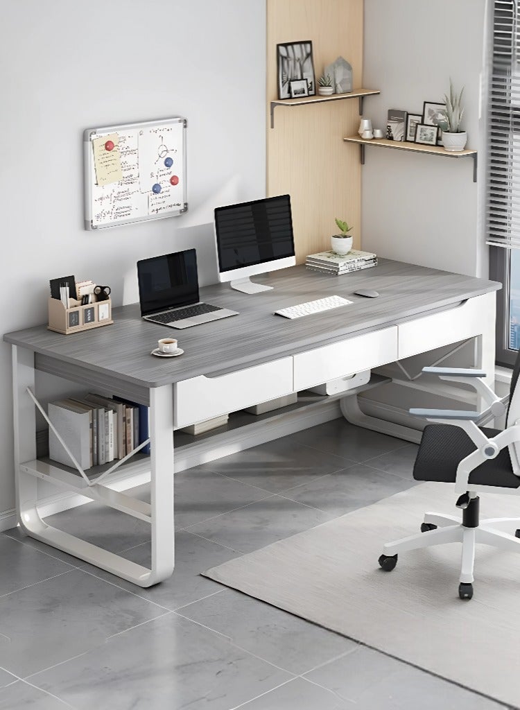 إيونتو مكتب منزلي عصري بقياس 140 سم مع 3 أدراج تخزين كبيرة - محطة عمل خشبية أنيقة للدراسة والألعاب والعمل عن بُعد - Image 1