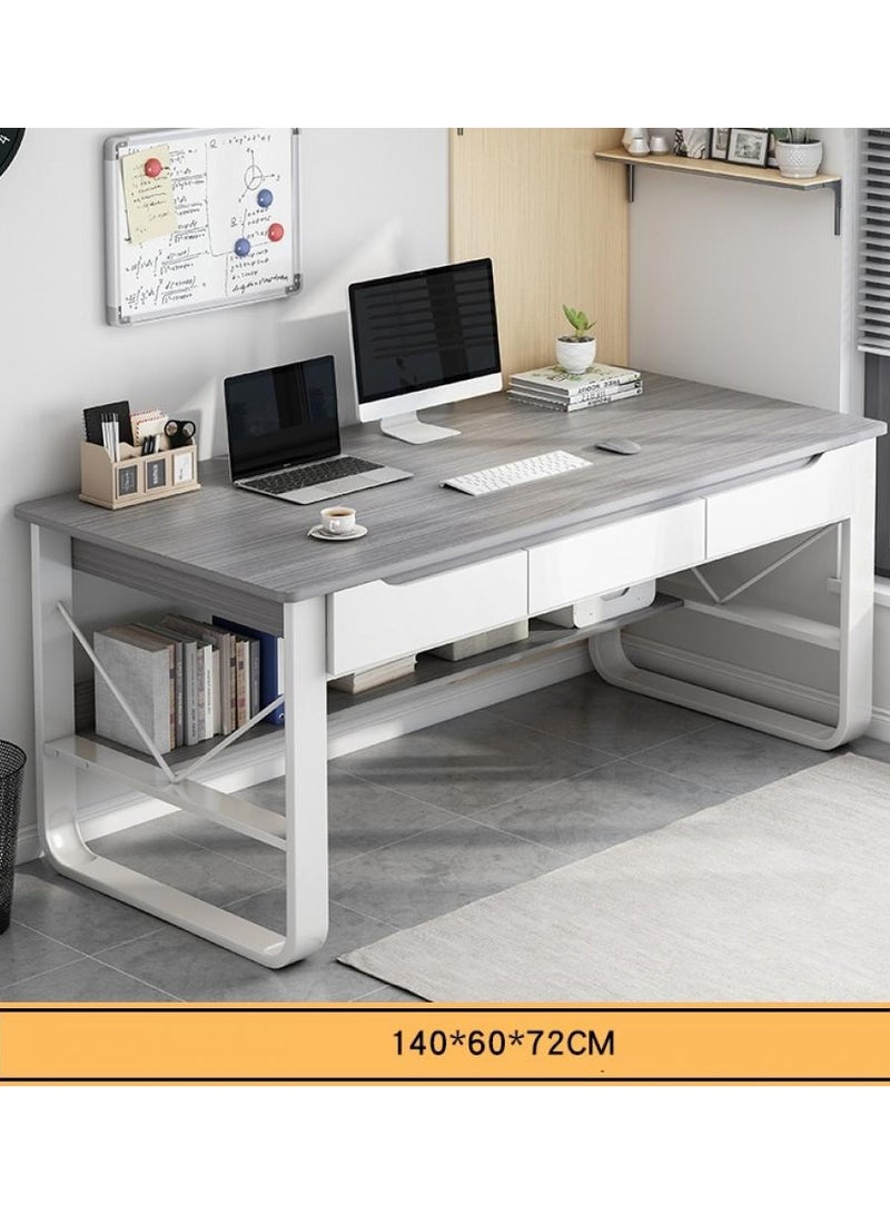 إيونتو مكتب منزلي عصري بقياس 140 سم مع 3 أدراج تخزين كبيرة - محطة عمل خشبية أنيقة للدراسة والألعاب والعمل عن بُعد - Image 4