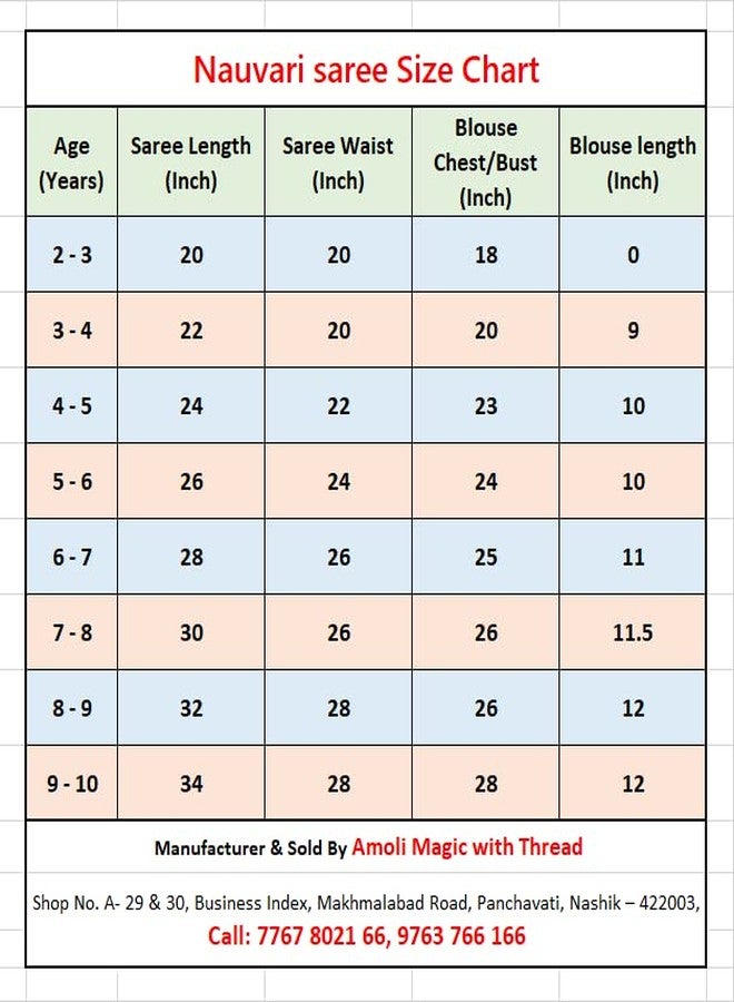 LUSTER ساري لستار الفتاة من الحرير شاهي ماستاني نافواري 9 فاري للأطفال الرضع جاهز للارتداء مخيط تقليدي ماهاراشتري في الزواج، المناسبات، المهرجانات والمناسبات التقليدية (5-6 سنوات، بنفسجي) - Image 5