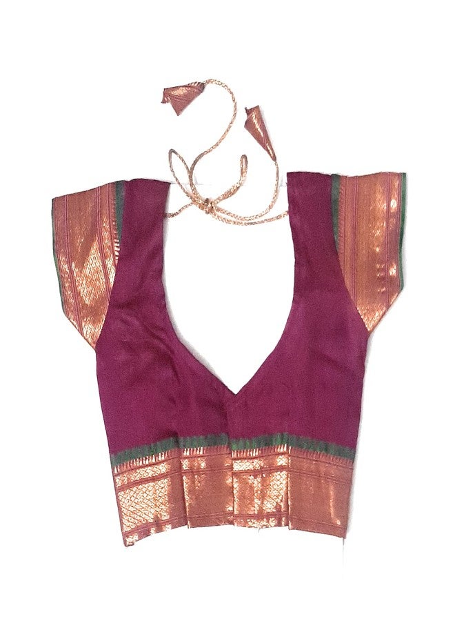 LUSTER ساري لستار الفتاة من الحرير شاهي ماستاني نافواري 9 فاري للأطفال الرضع جاهز للارتداء مخيط تقليدي ماهاراشتري في الزواج، المناسبات، المهرجانات والمناسبات التقليدية (5-6 سنوات، بنفسجي) - Image 4