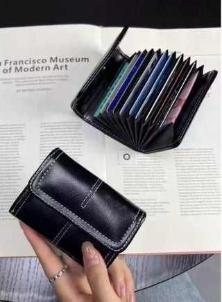 Waxed Leather Card Holder - 9 Slots & 2 Hidden Pockets - Push Button Closure - Slim Secure Wallet (Men Women) - pzsku/ZCB1F9C1538CD9A9820B0Z/45/1750075172/777a8dd4-5a68-451e-bb32-50b011550bce