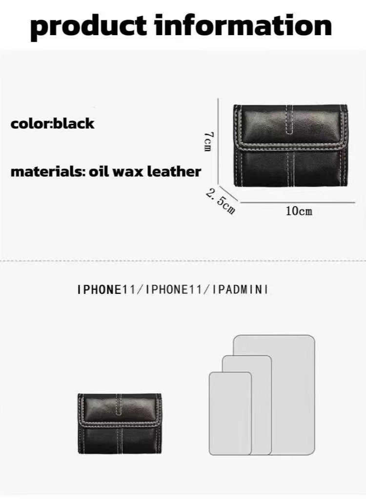 Waxed Leather Card Holder - 9 Slots & 2 Hidden Pockets - Push Button Closure - Slim Secure Wallet (Men Women) - Image 4