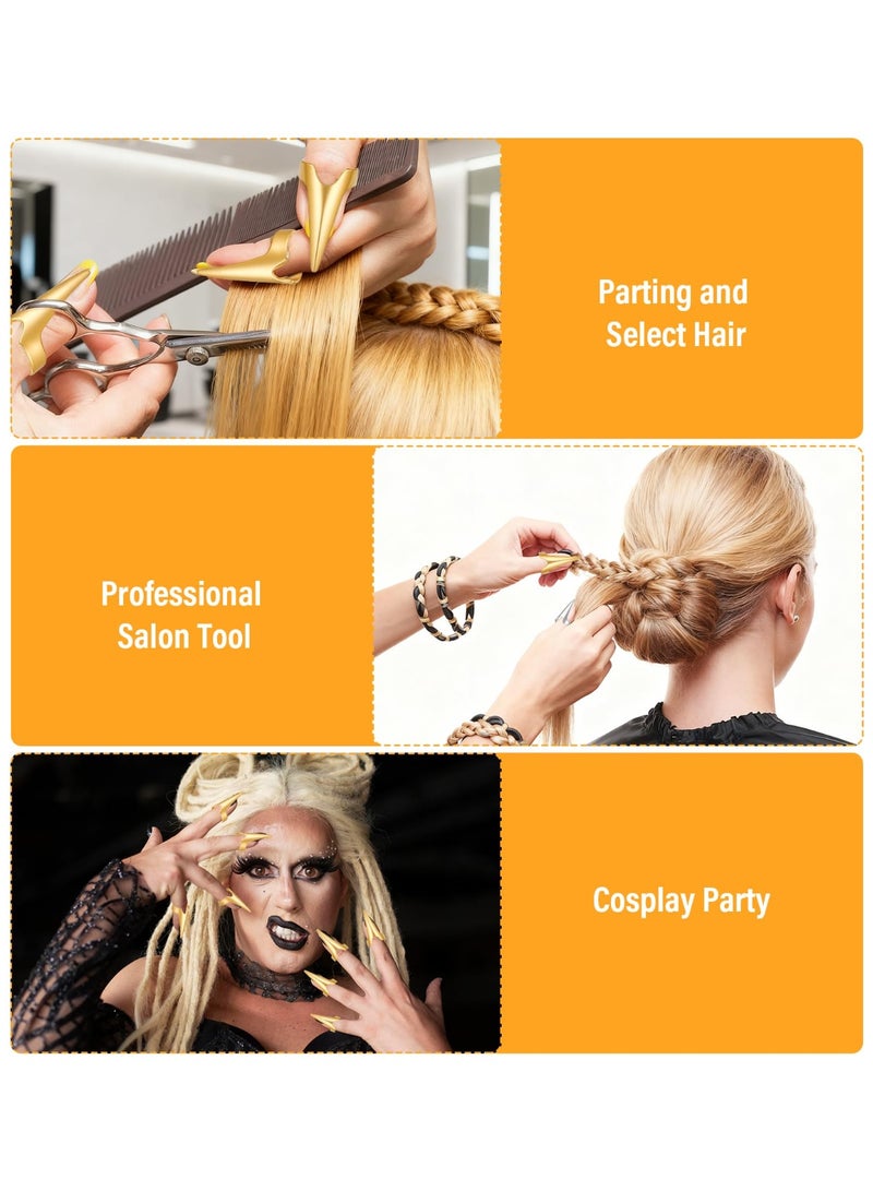10 Pcs Metal Hair Parting Rings, pinky Selecting Tools, Stainless Steel Finger Tool for Hair stitch Braiding Curling Extension  Cosplay (Gold, Silver) - Image 4