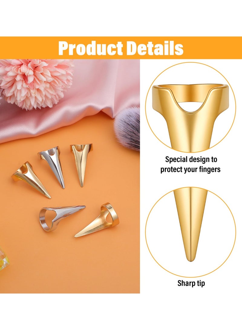 10 Pcs Metal Hair Parting Rings, pinky Selecting Tools, Stainless Steel Finger Tool for Hair stitch Braiding Curling Extension  Cosplay (Gold, Silver) - Image 3