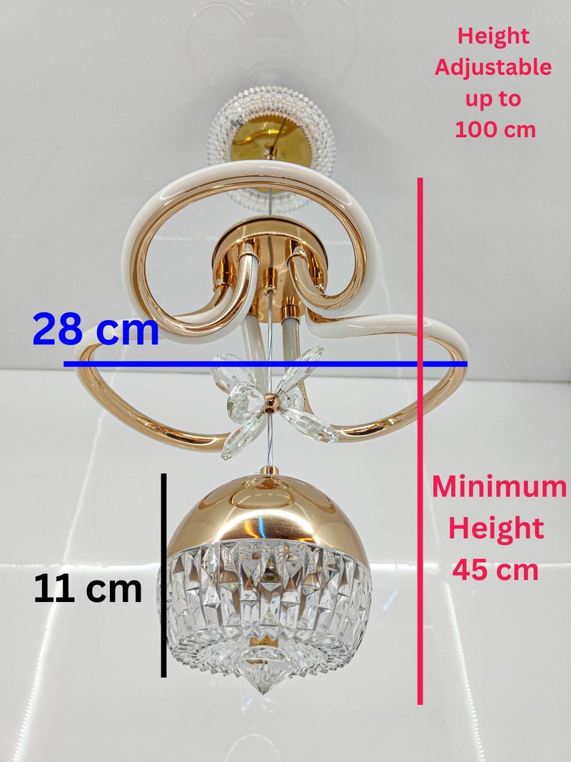 swanart Modern LED Chandelier with Crystal Pendant - Dimmable Gold Ceiling Light Fixture for Living Room, Dining Room, Bedroom - Image 2