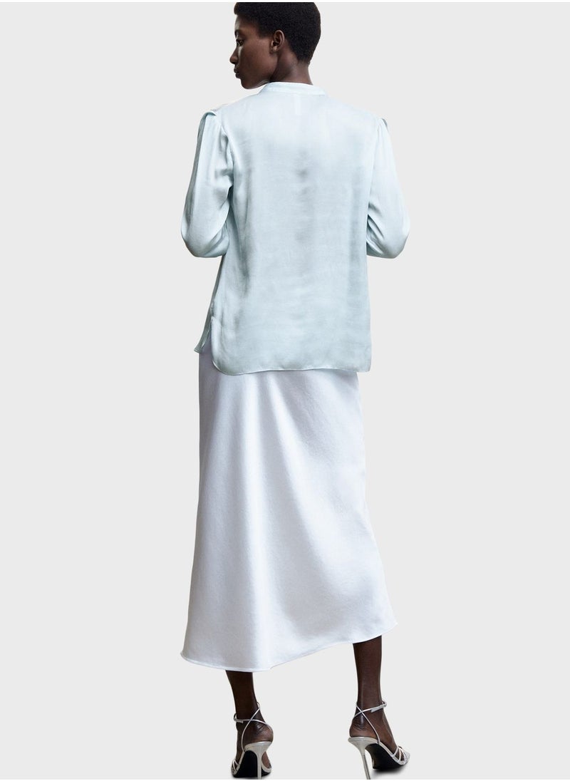 MANGO - V-Neck Satin Top - Image 1