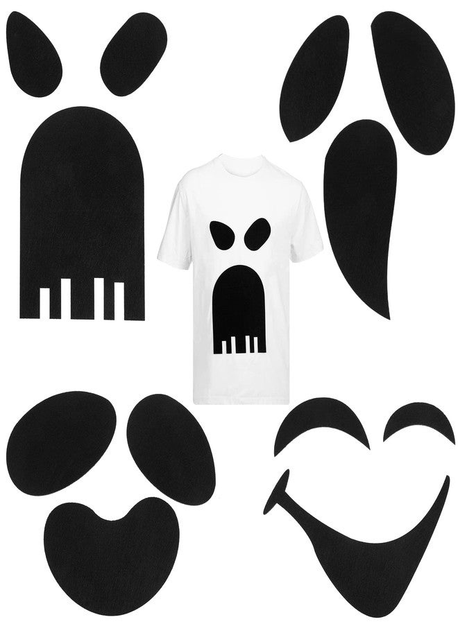 Oudain 4 Pcs Halloween Adhesive Silly Ghost Face Felt Sticker Felt Cute Clothes Sticker for Halloween DIY Projects Costume Decorations (Novelty) - Image 1