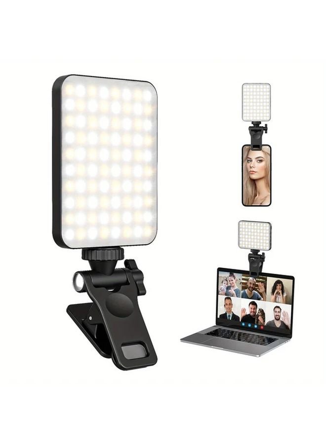 Black Rechargeable Selfie Light With Phone Holder And Adjustable Clamp - Image 2