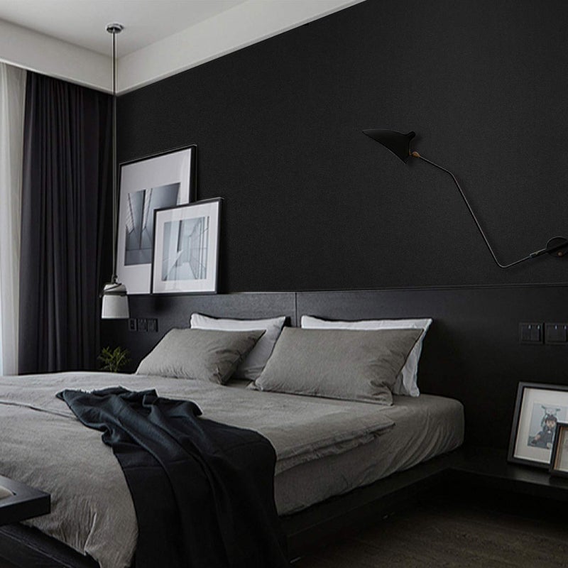 Mecpar Solid Black Wallpaper 15.7"" X 118"" Peel And Stick Wallpaper Matte Textured Black Contact Paper Vinyl Self-Adhesive Removable Thick Wall Paper For Rooms Walls Kitchen Countertop Cabinet - Image 4