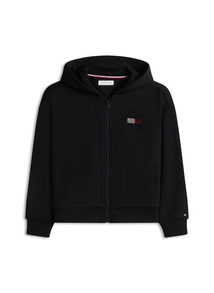 TOMMY HILFIGER Rhinestone Flag Relaxed Zip-Thru Hoody - Image 2