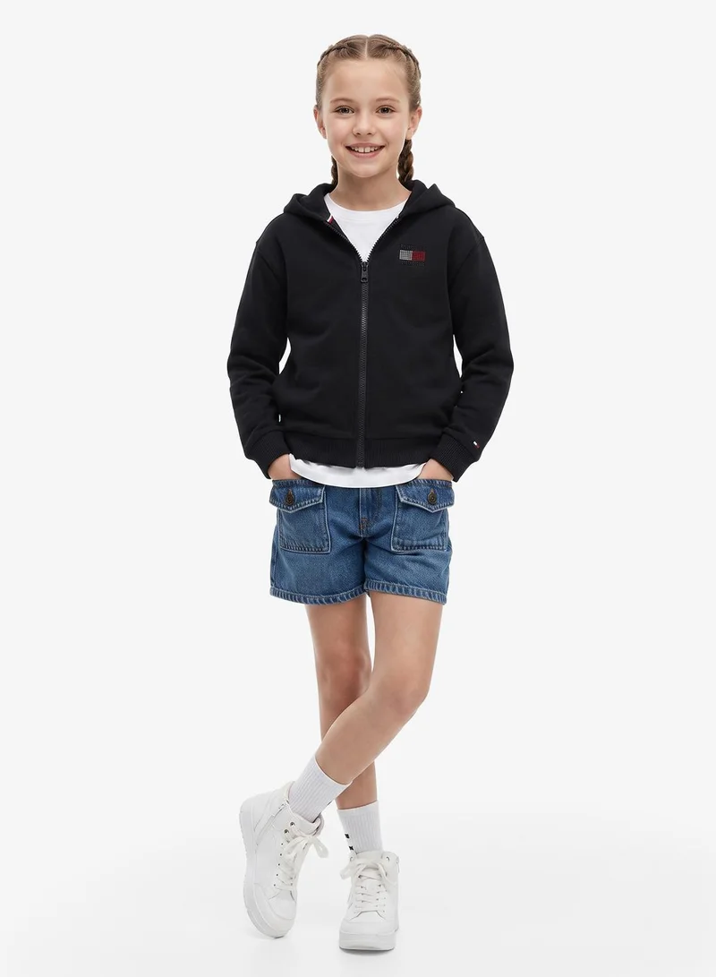 Tommy Hilfiger Rhinestone Flag Relaxed Zip-Thru Hoody